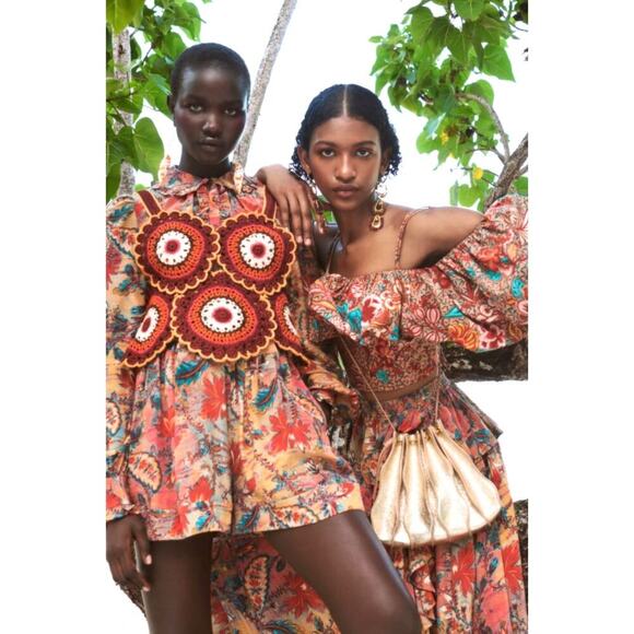 NWT Ulla Johnson Skirt Midi Long Orange Red Floral Ursa Paisley 100% Silk Sz 10 - Picture 3 of 10